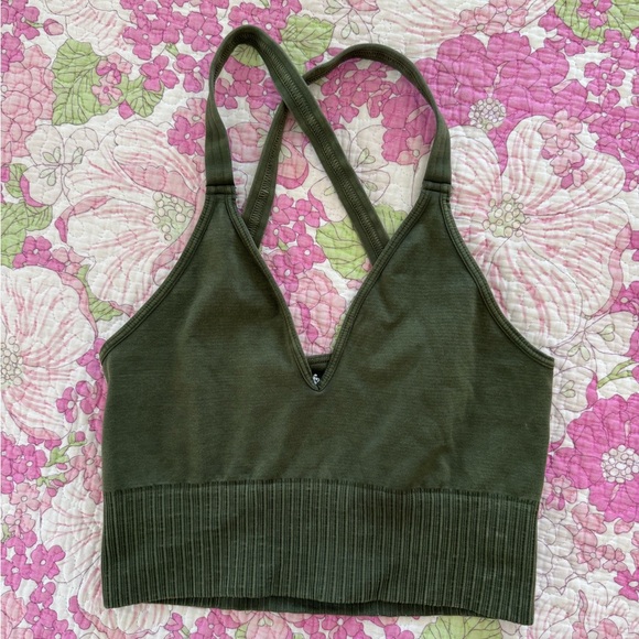 Free People Tops - Free People Movement Olive Green Ribbed Crop Top XS/S